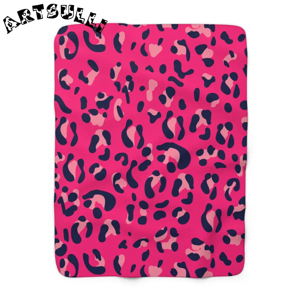 JAKKOUTTHEBXX Pink Leopard Print Sherpa Fleece Blanket 2025
