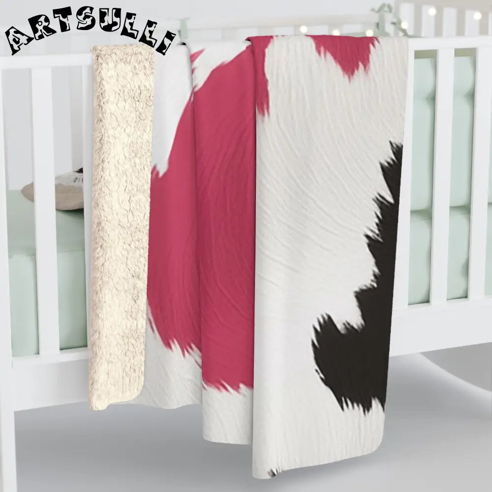 JAKKOUTTHEBXX Pink Cow Print Sherpa Fleece Blanket 2025