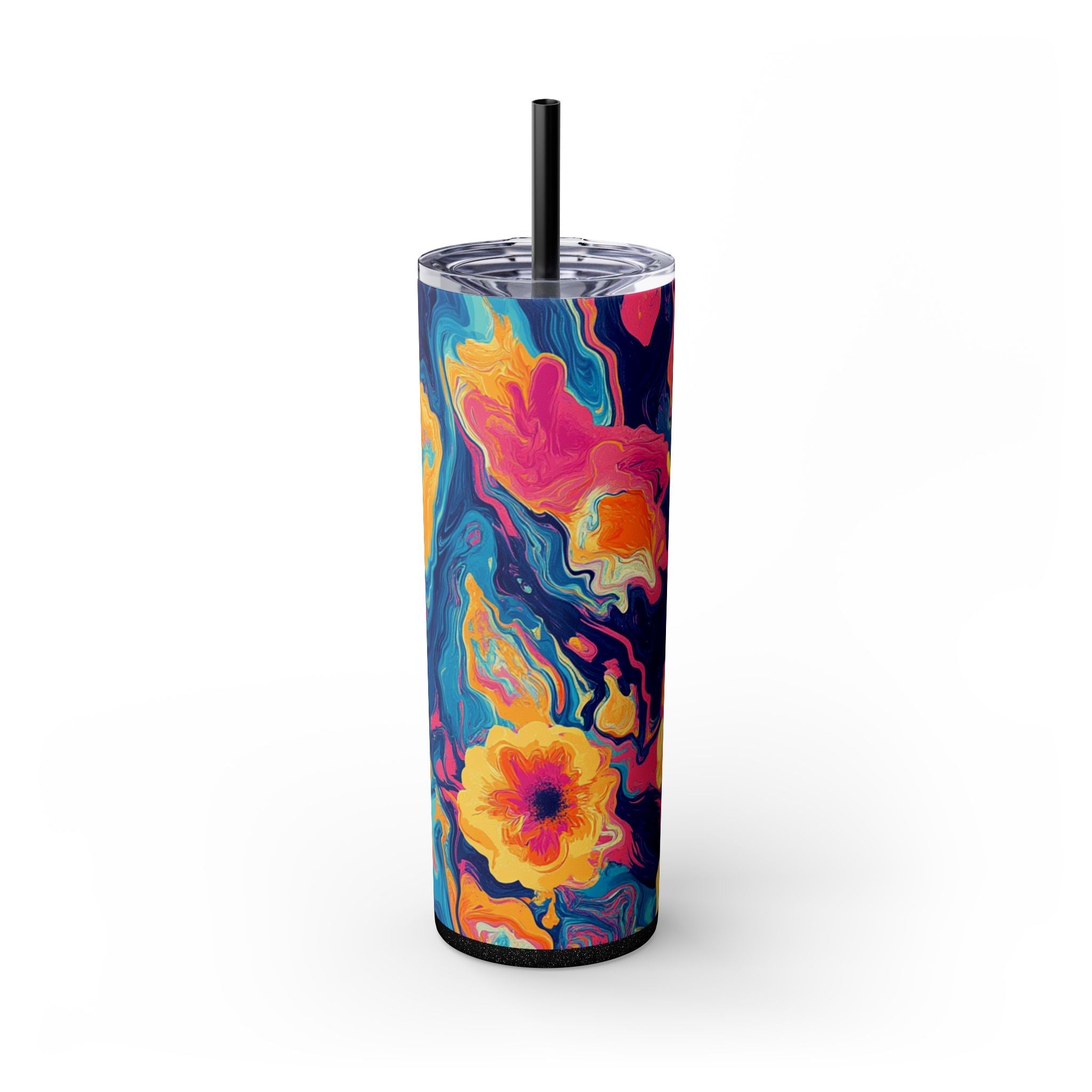 Skinny Tumbler with Straw, 20oz, Artsulli - Art is Long, Life is Short, Mug, Finish, Glossy, Color, Glitter Black, Size, 20oz, 21055102947369099990