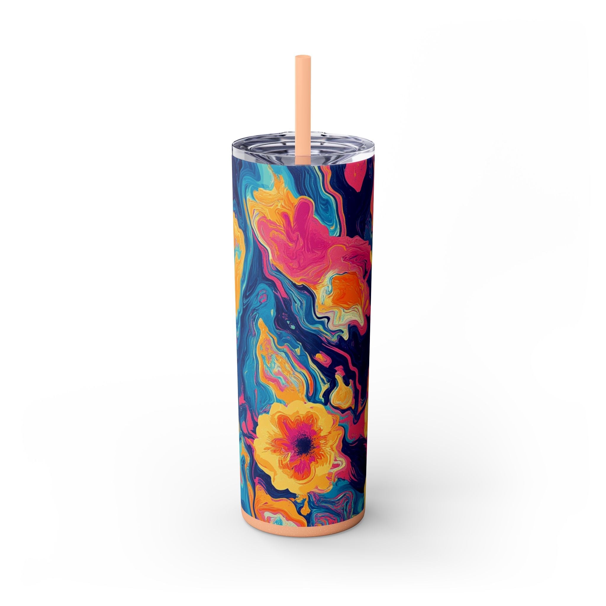 Skinny Tumbler with Straw, 20oz, Artsulli - Art is Long, Life is Short, Mug, Finish, Glossy, Color, Glitter Blush, Size, 20oz, 23901715870536283330