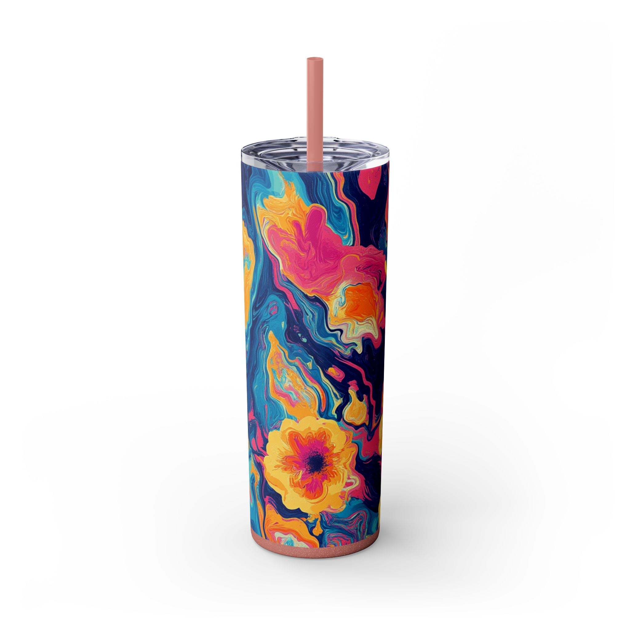 Skinny Tumbler with Straw, 20oz, Artsulli - Art is Long, Life is Short, Mug, Finish, Glossy, Color, Glitter Dusty Rose, Size, 20oz, 18659064087416315036