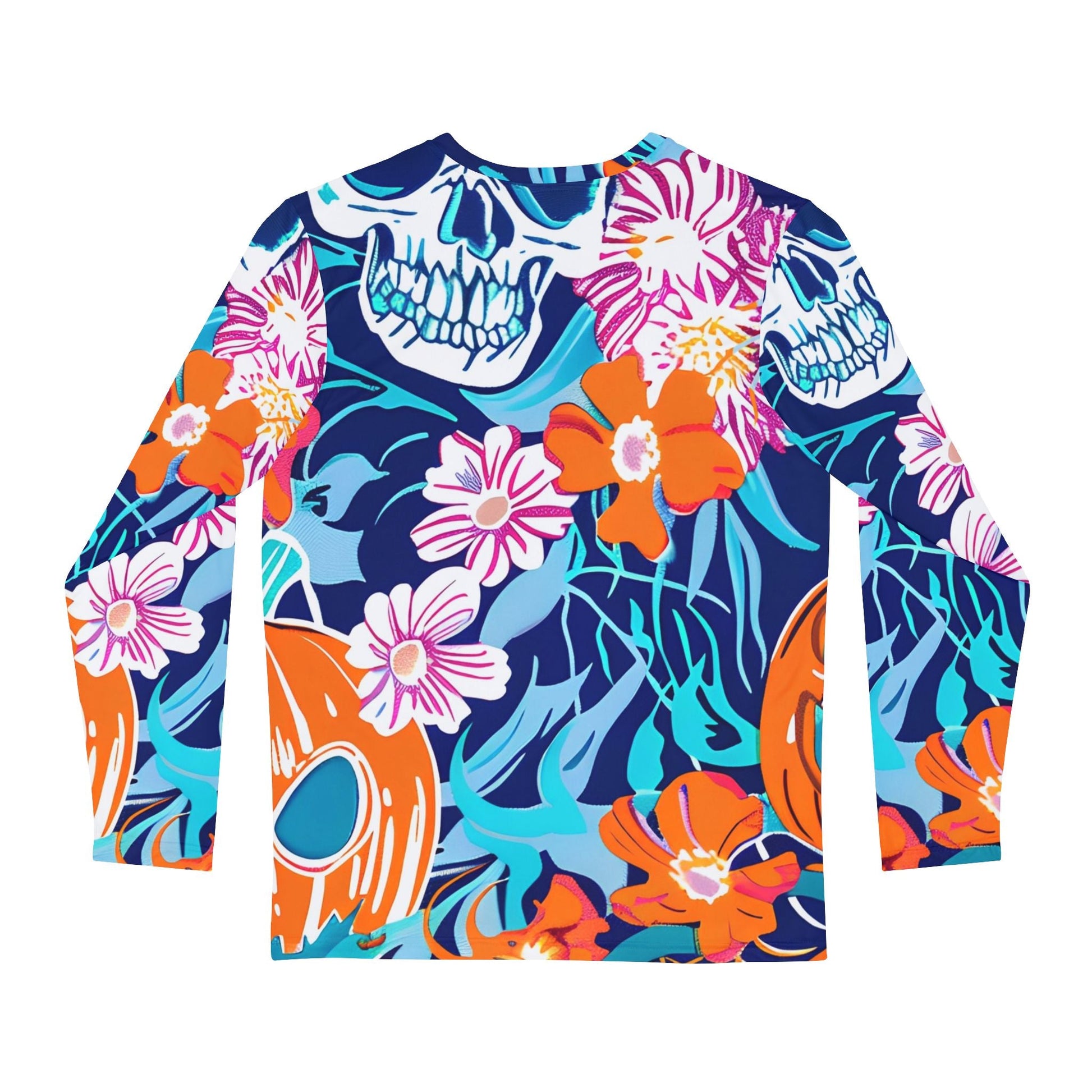 Skull Pumpkin Floral Long Sleeve Rash Guard, Artsulli - Art is Long, Life is Short, All Over Prints, , , , , , , 