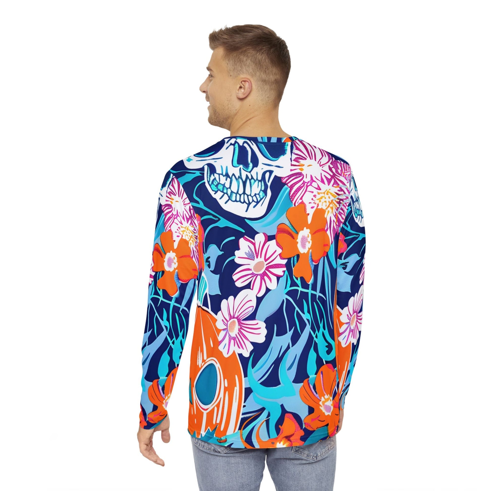Skull Pumpkin Floral Long Sleeve Rash Guard, Artsulli - Art is Long, Life is Short, All Over Prints, , , , , , , 