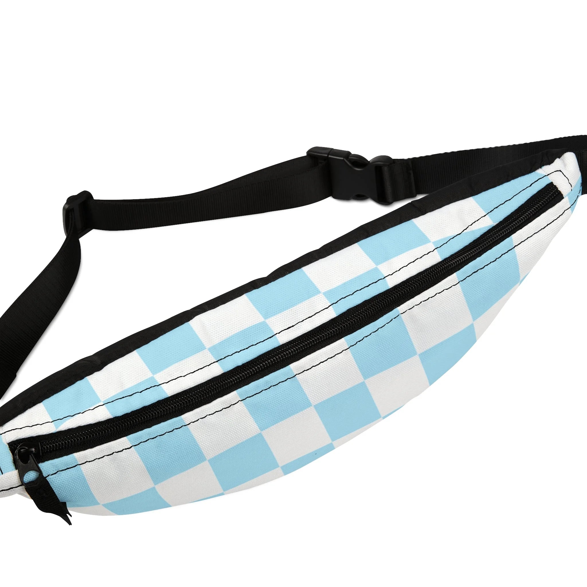 Sky Blue Checkerboard Fanny Pack, Artsulli - Art is Long, Life is Short, Bags, , , , , , , 