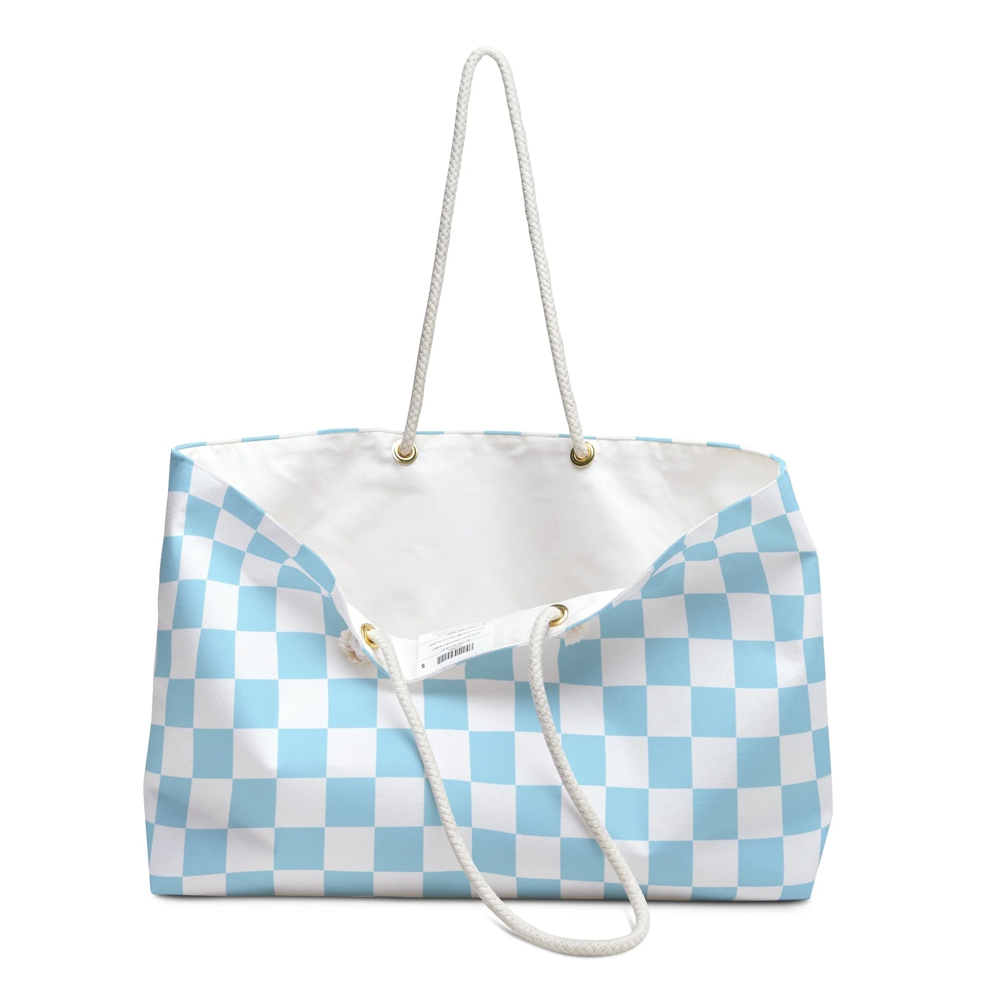 Sky Blue Checkerboard Oversized Weekender Tote, Artsulli - Art is Long, Life is Short, Bags, , , , , , , 