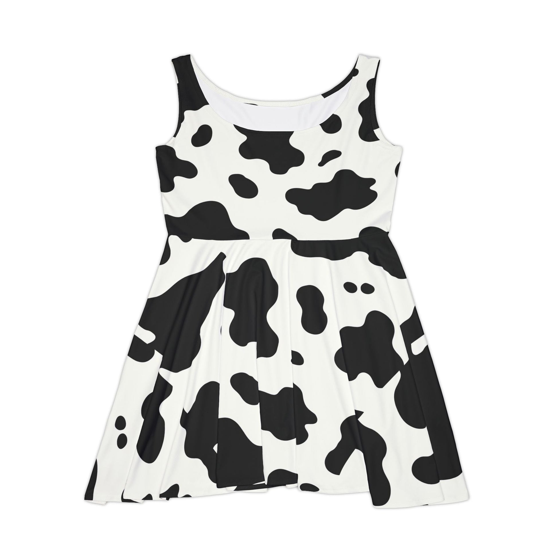 Sleeveless Cow Print Skater Dress, Artsulli - Art is Long, Life is Short, All Over Prints, Size, XS, , , , , 41129761675877369233