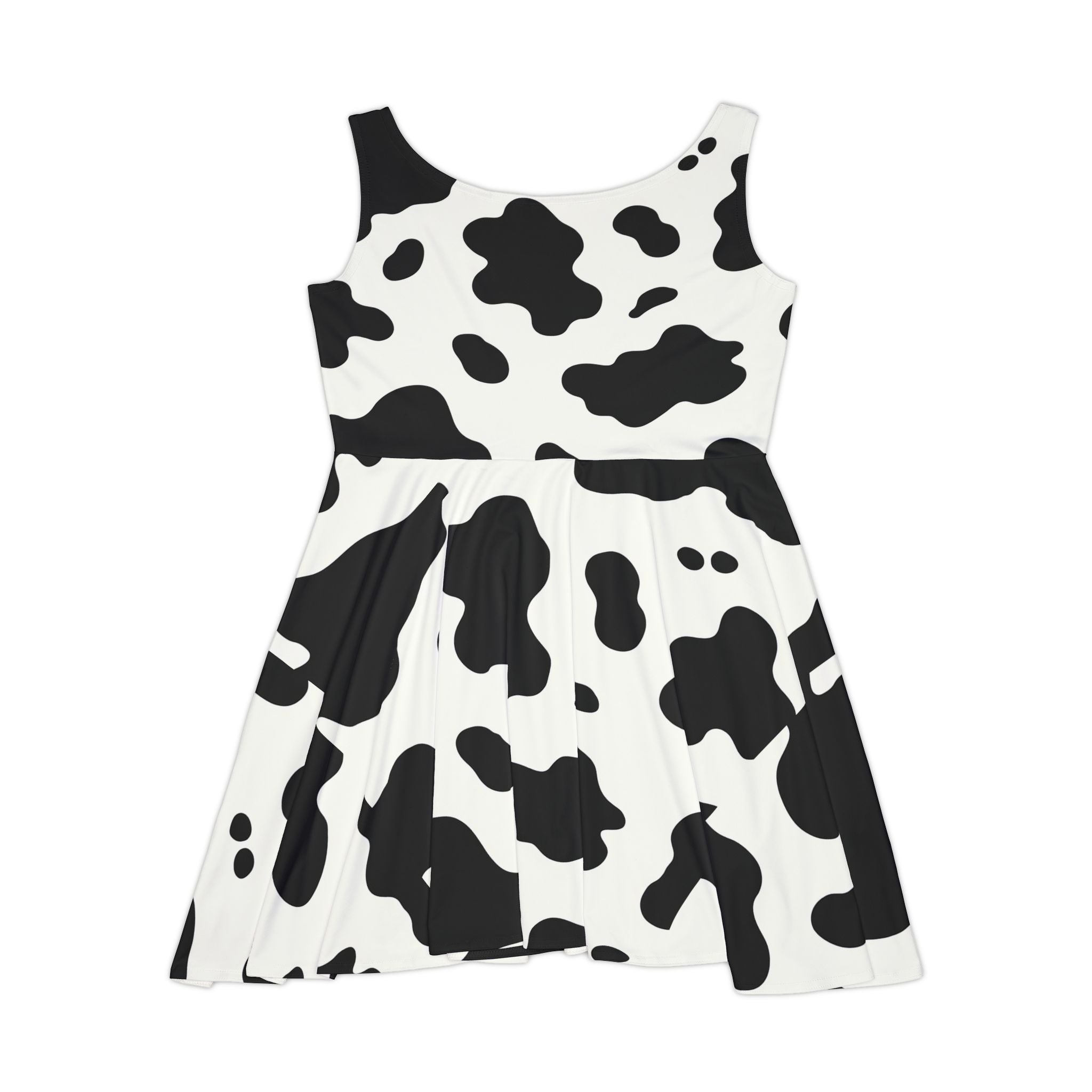 Sleeveless Cow Print Skater Dress, Artsulli - Art is Long, Life is Short, All Over Prints, , , , , , , 