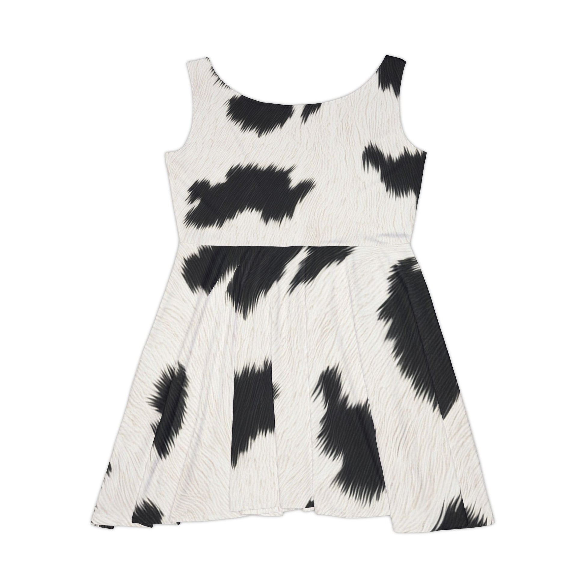 Sleeveless Cow Print Skater Dress, Artsulli - Art is Long, Life is Short, All Over Prints, , , , , , , 