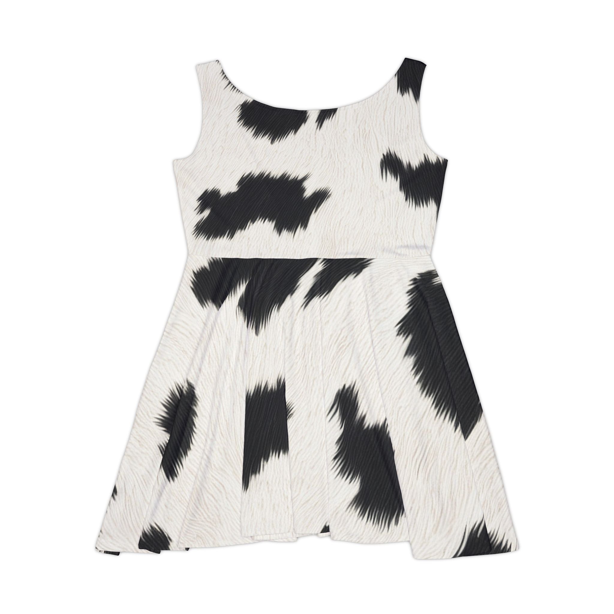 Sleeveless Cow Print Skater Dress, Artsulli - Art is Long, Life is Short, All Over Prints, , , , , , , 