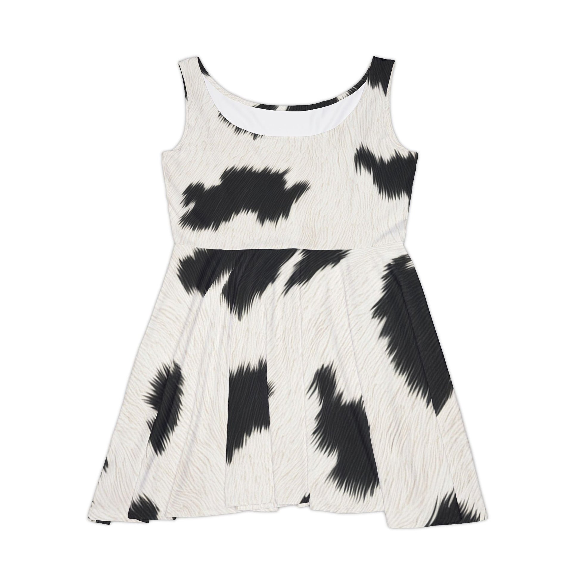 Sleeveless Cow Print Skater Dress, Artsulli - Art is Long, Life is Short, All Over Prints, Size, XS, , , , , 15177027142238210203