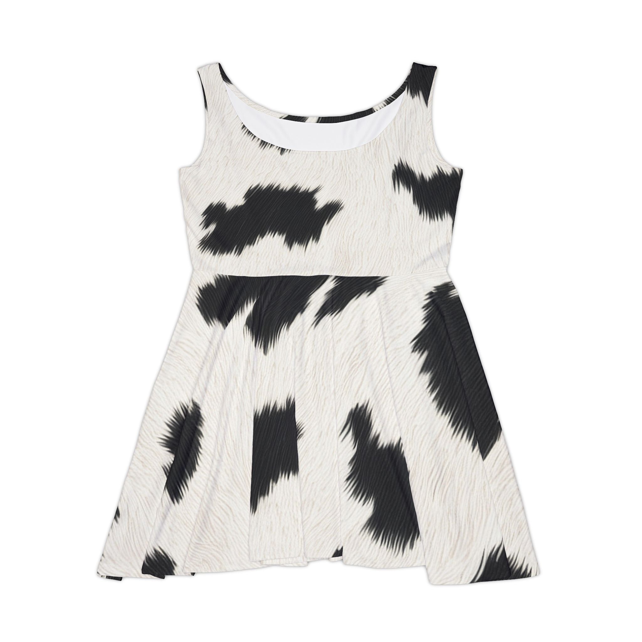 Sleeveless Cow Print Skater Dress, Artsulli - Art is Long, Life is Short, All Over Prints, Size, XS, , , , , 15177027142238210203
