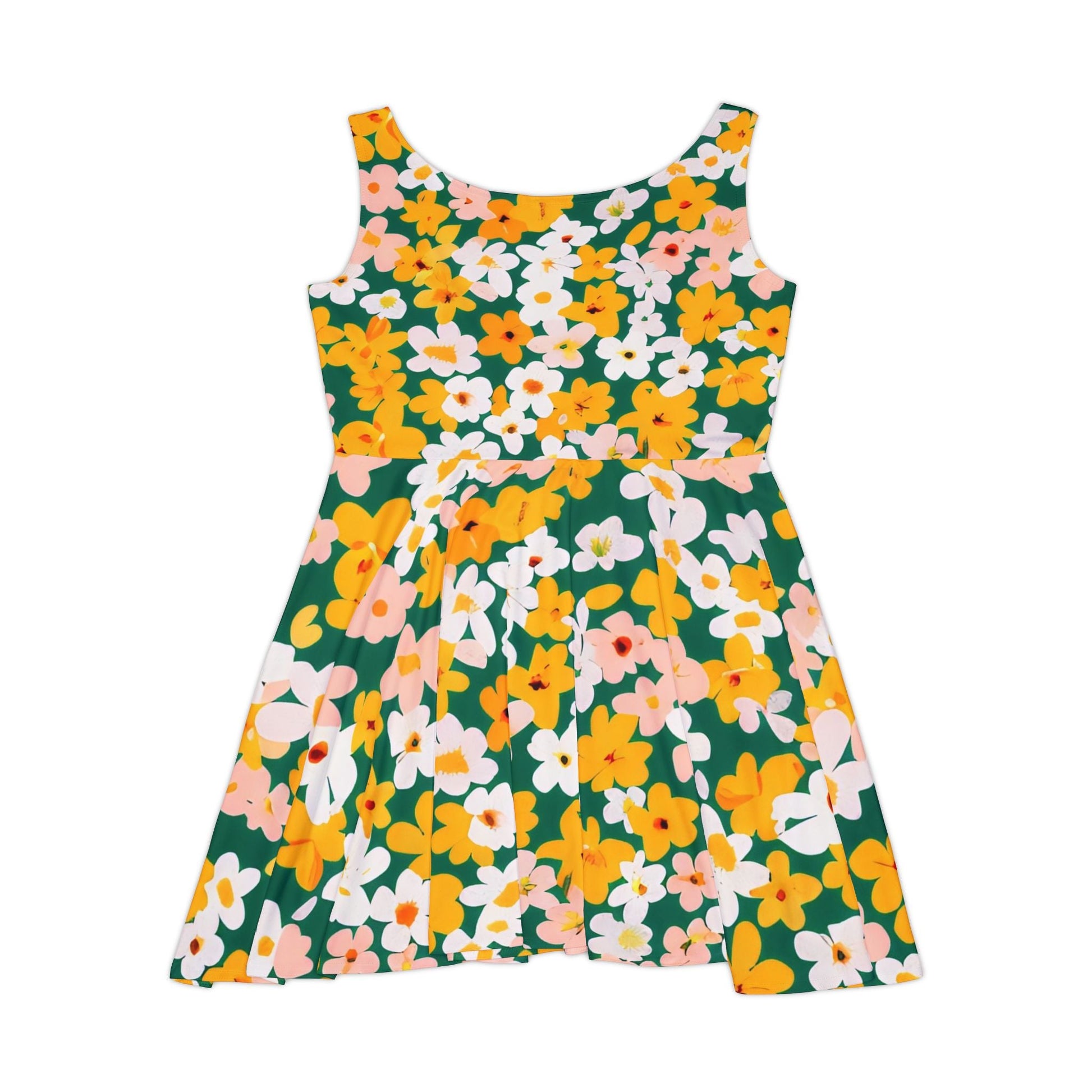 Sleeveless Floral Print Skater Dress, Artsulli - Art is Long, Life is Short, All Over Prints, , , , , , , 