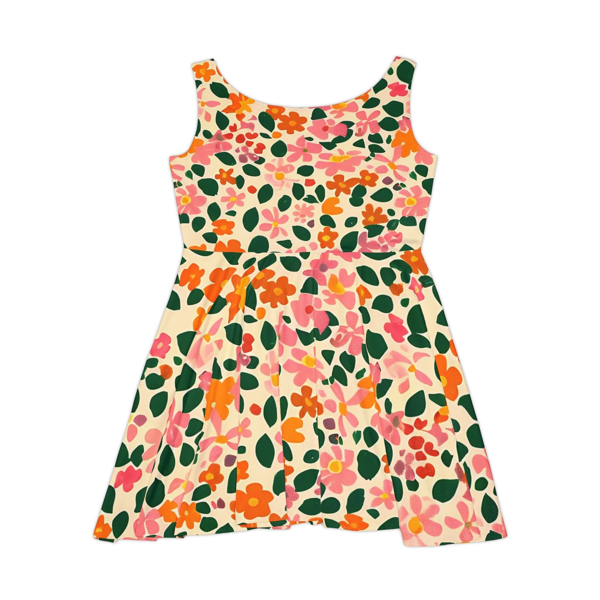 Sleeveless Floral Print Skater Dress, Artsulli - Art is Long, Life is Short, All Over Prints, , , , , , , 