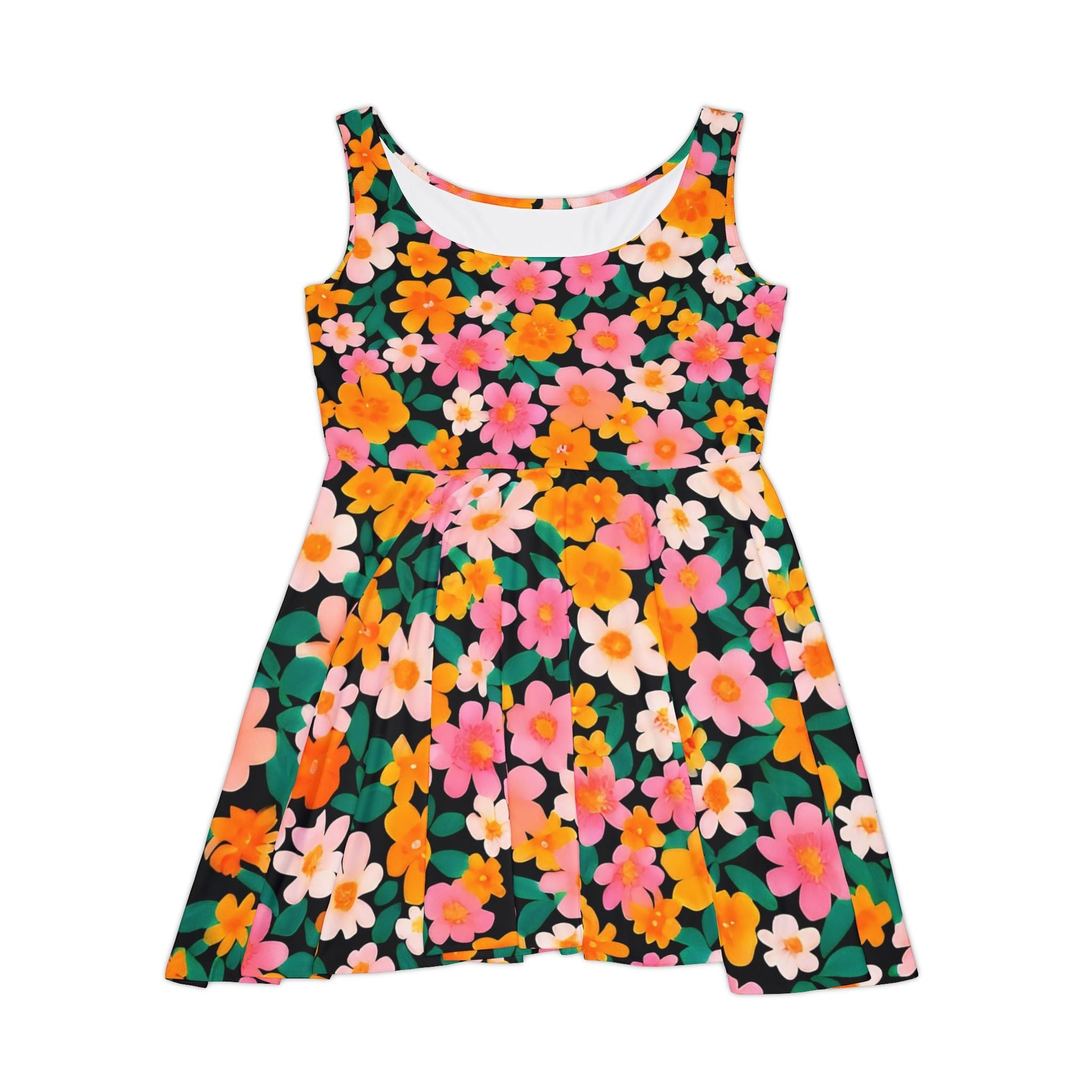Sleeveless Floral Skater Dress, Artsulli - Art is Long, Life is Short, All Over Prints, Size, XS, , , , , 23946452797577876323