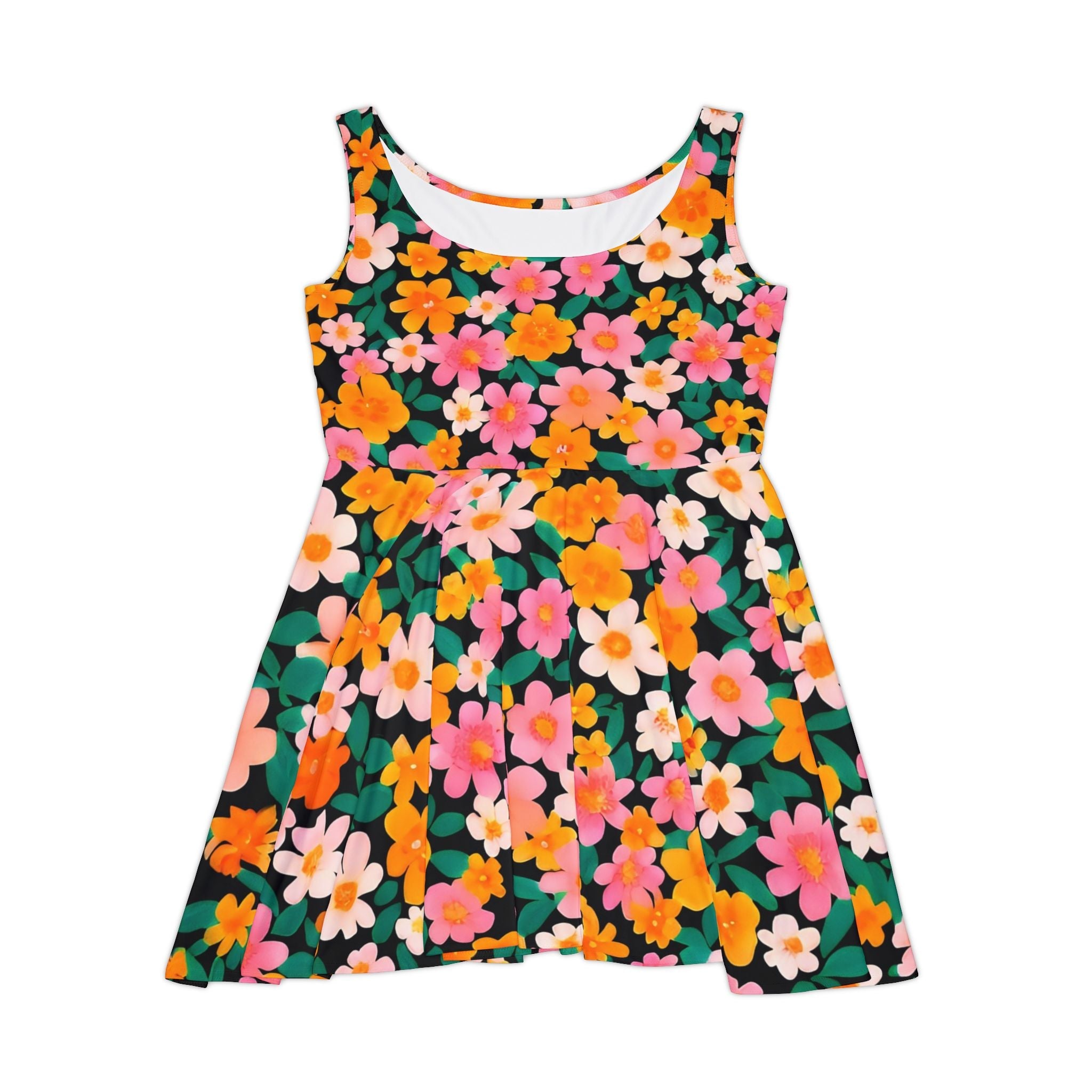 Sleeveless Floral Skater Dress, Artsulli - Art is Long, Life is Short, All Over Prints, Size, XS, , , , , 23946452797577876323