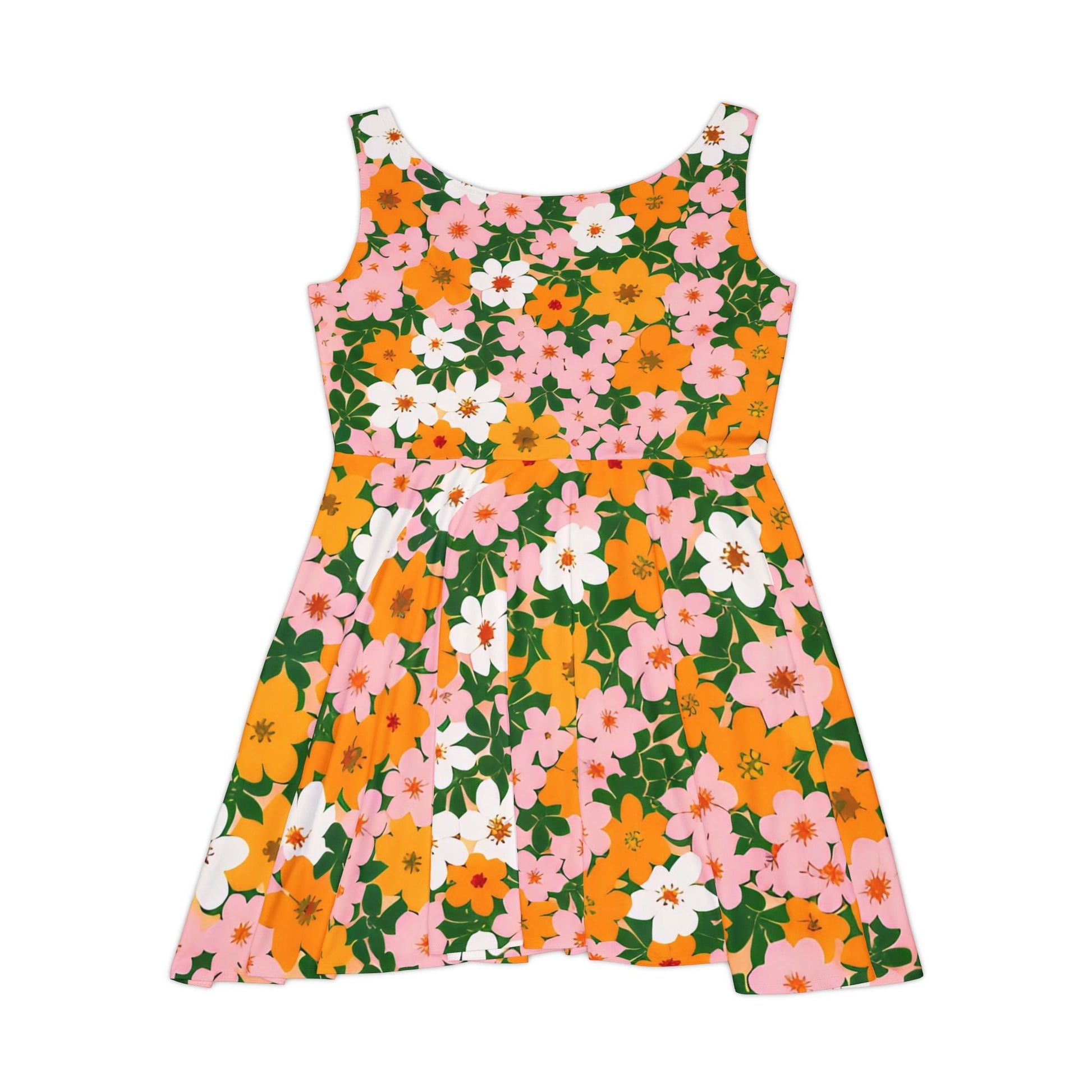 Sleeveless Floral Skater Dress, Artsulli - Art is Long, Life is Short, All Over Prints, , , , , , , 
