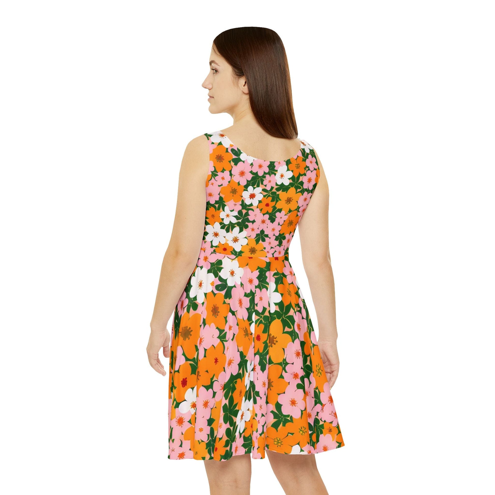 Sleeveless Floral Skater Dress, Artsulli - Art is Long, Life is Short, All Over Prints, , , , , , , 