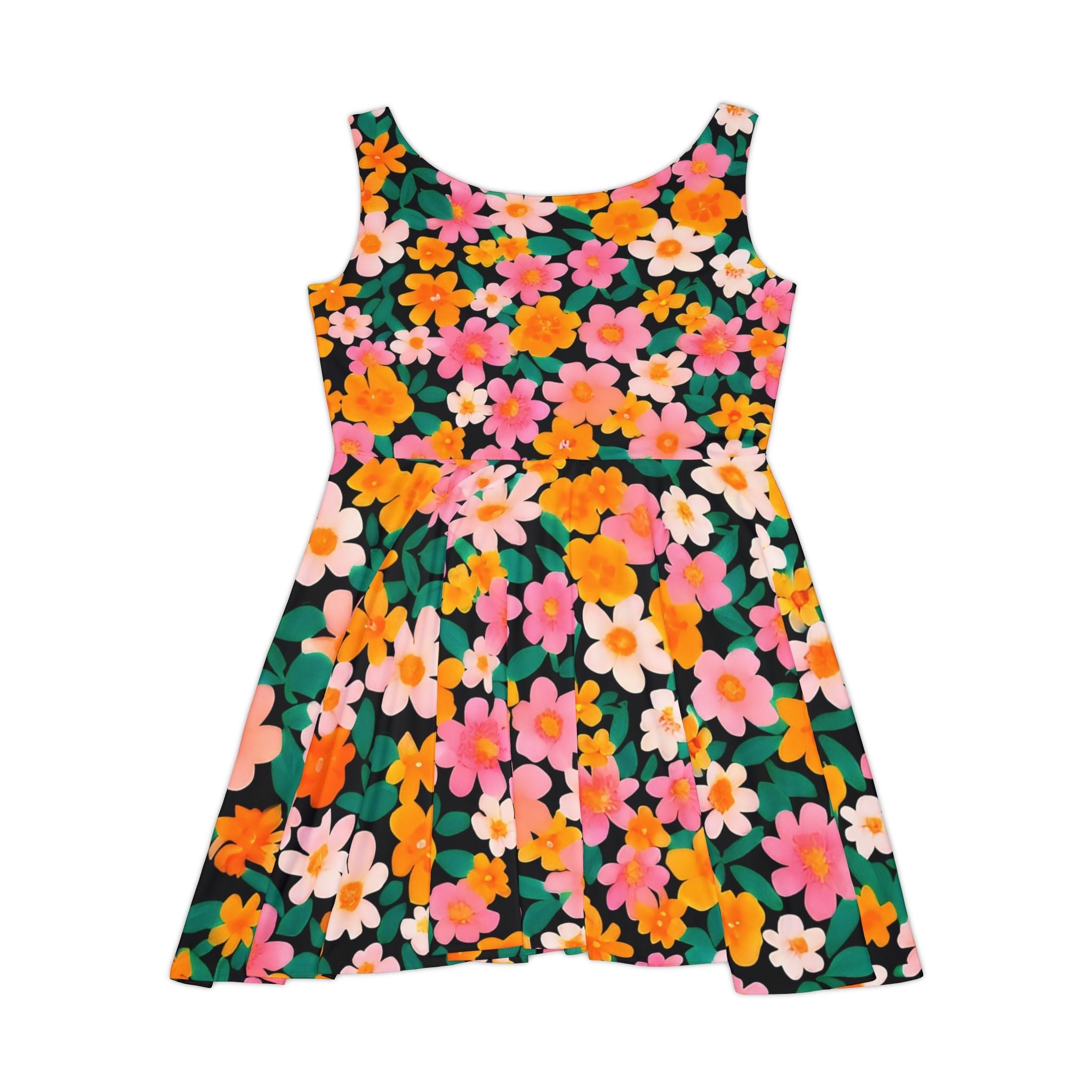 Sleeveless Floral Skater Dress, Artsulli - Art is Long, Life is Short, All Over Prints, , , , , , , 
