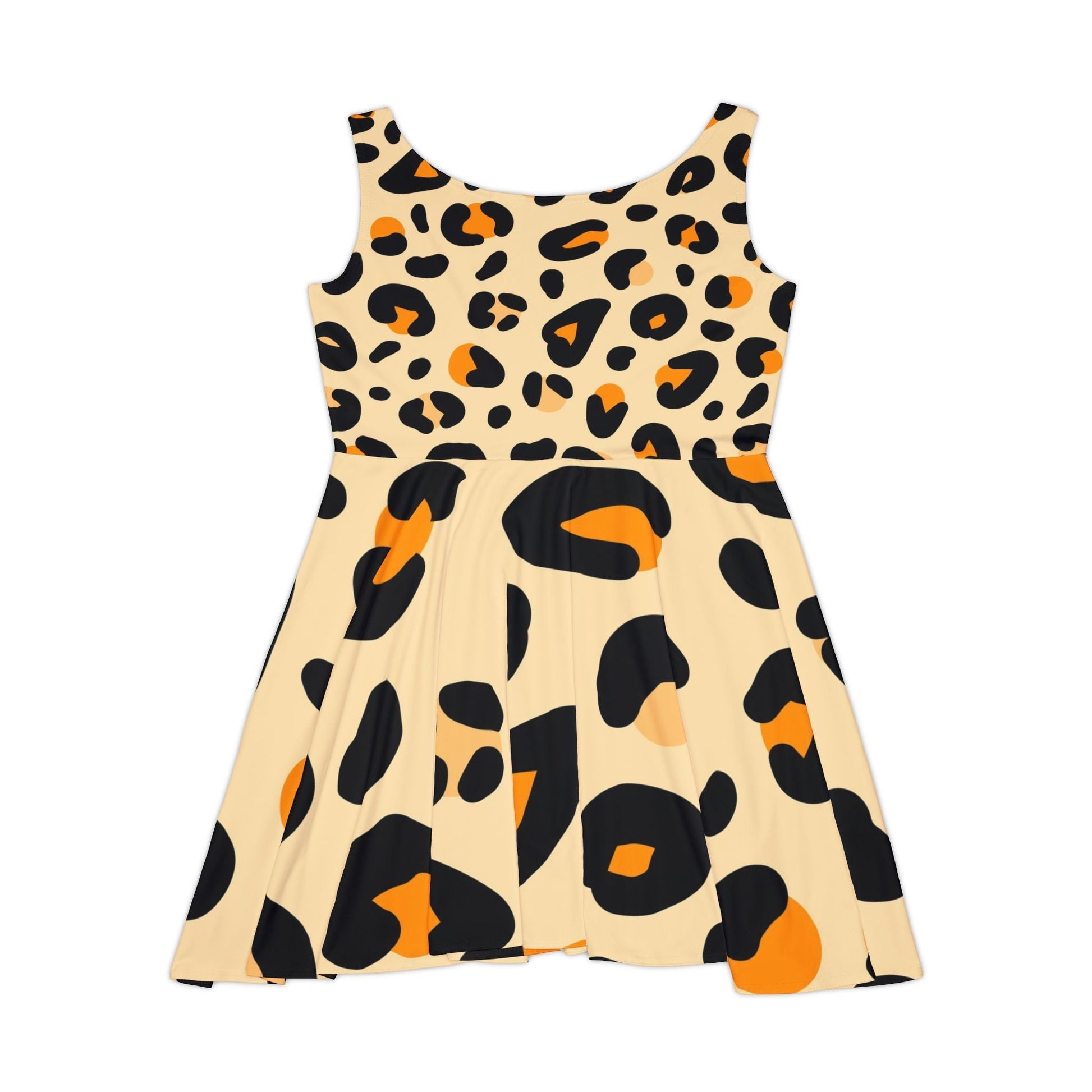 Sleeveless Leopard Print Skater Dress, Artsulli - Art is Long, Life is Short, All Over Prints, , , , , , , 