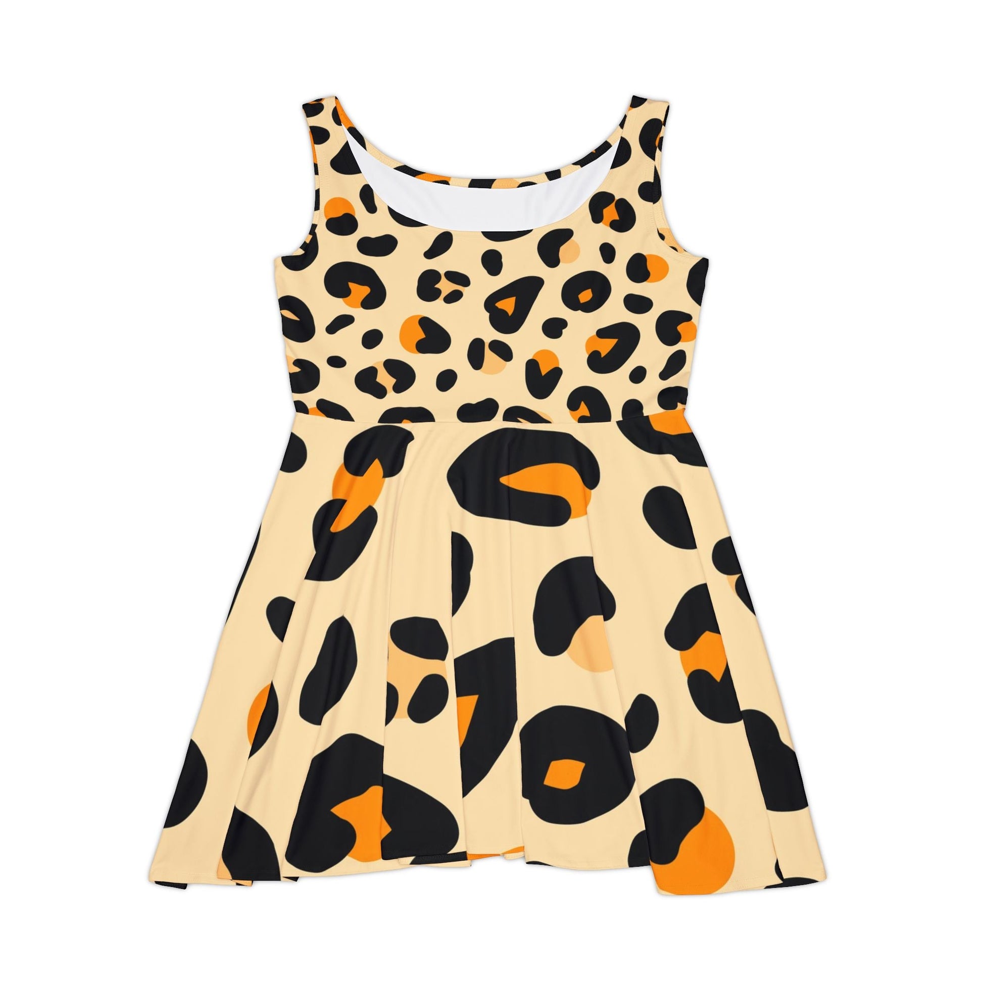 Sleeveless Leopard Print Skater Dress, Artsulli - Art is Long, Life is Short, All Over Prints, Size, XS, , , , , 17278314095471861205
