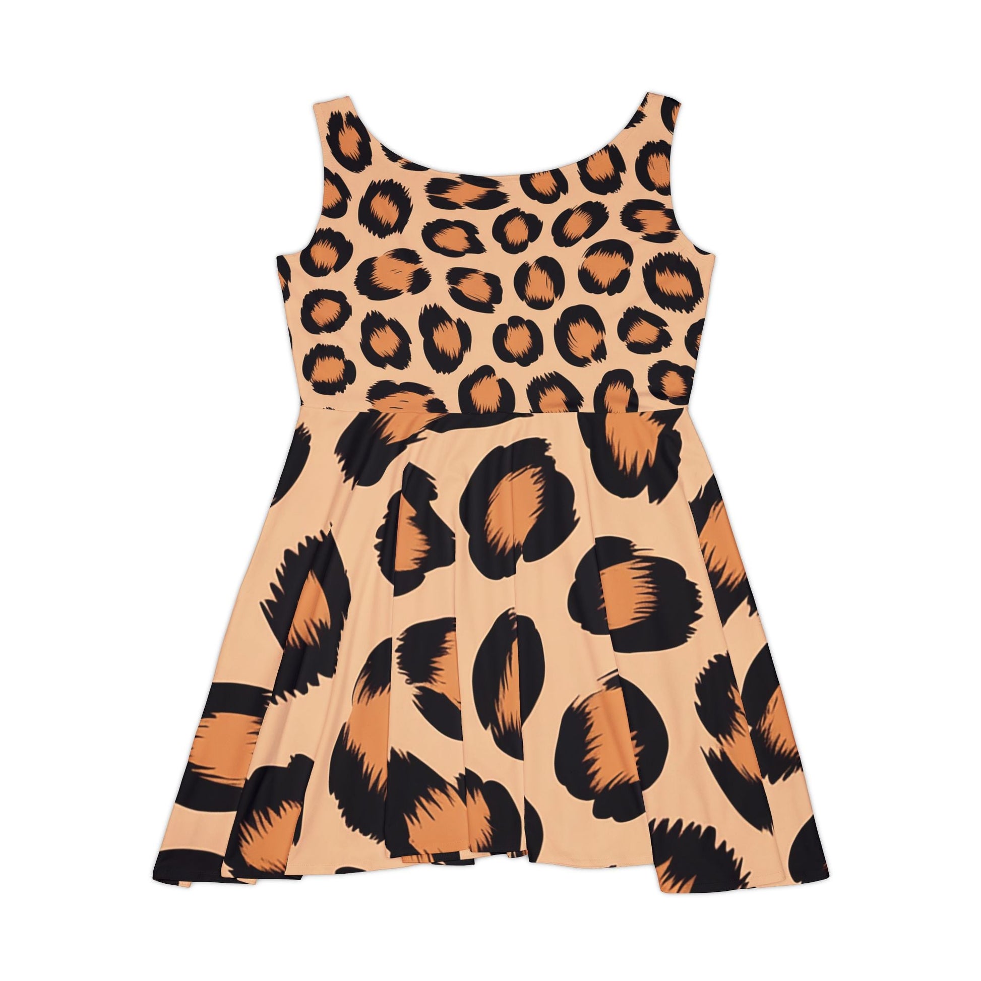 Sleeveless Leopard Print Skater Dress, Artsulli - Art is Long, Life is Short, All Over Prints, , , , , , , 