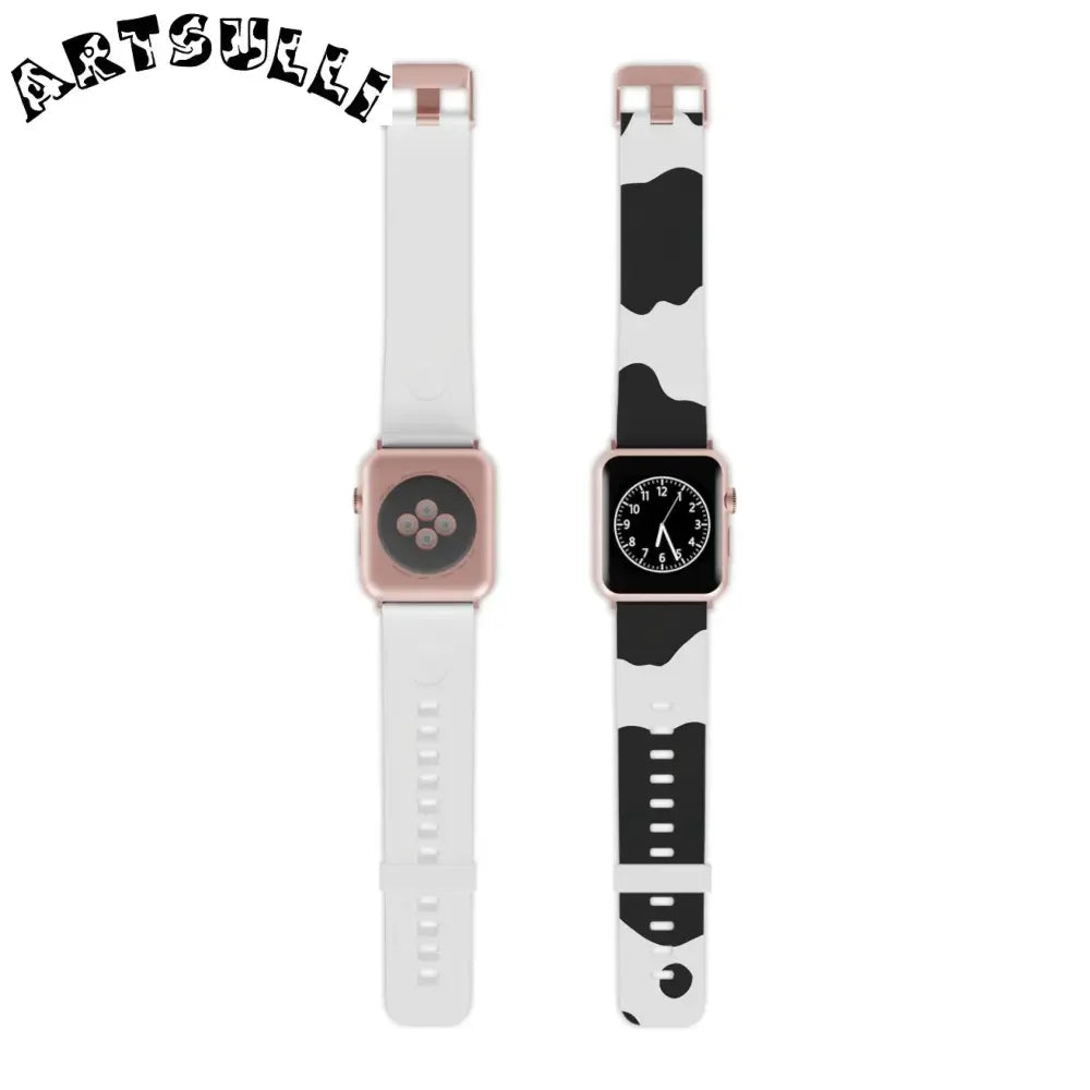Smartwatch Pair with White and Cow Print Apple Watch Bands, Artsulli - Art is Long, Life is Short, Accessories, Size, 7.5'' × 0.75'' / 38 - 40 mm, Color, Rose Gold, , , 34140268948716