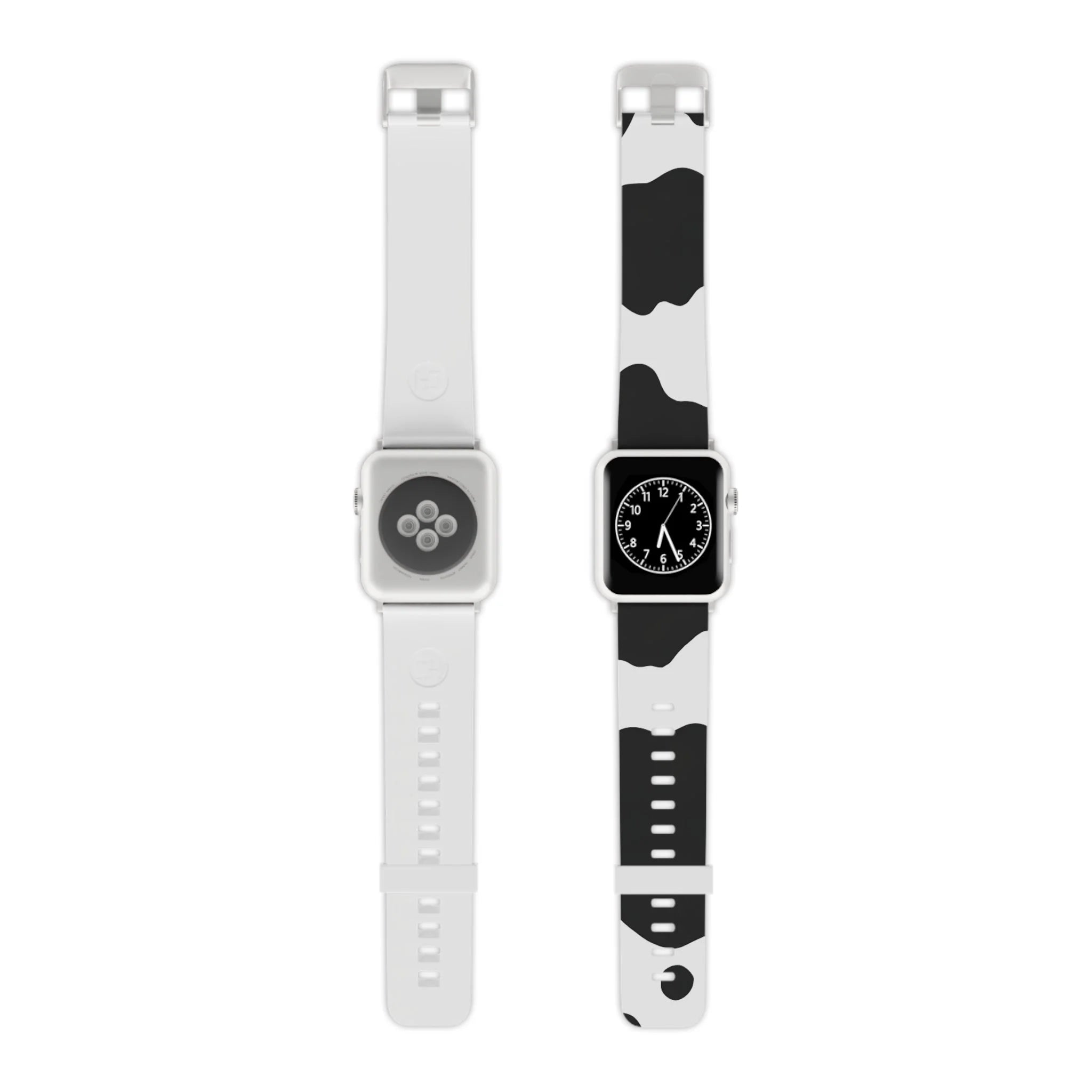 Smartwatch Pair with White and Cow Print Apple Watch Bands, Artsulli - Art is Long, Life is Short, Accessories, Size, 7.5'' × 0.75'' / 38 - 40 mm, Color, Silver, , , 34136478780288