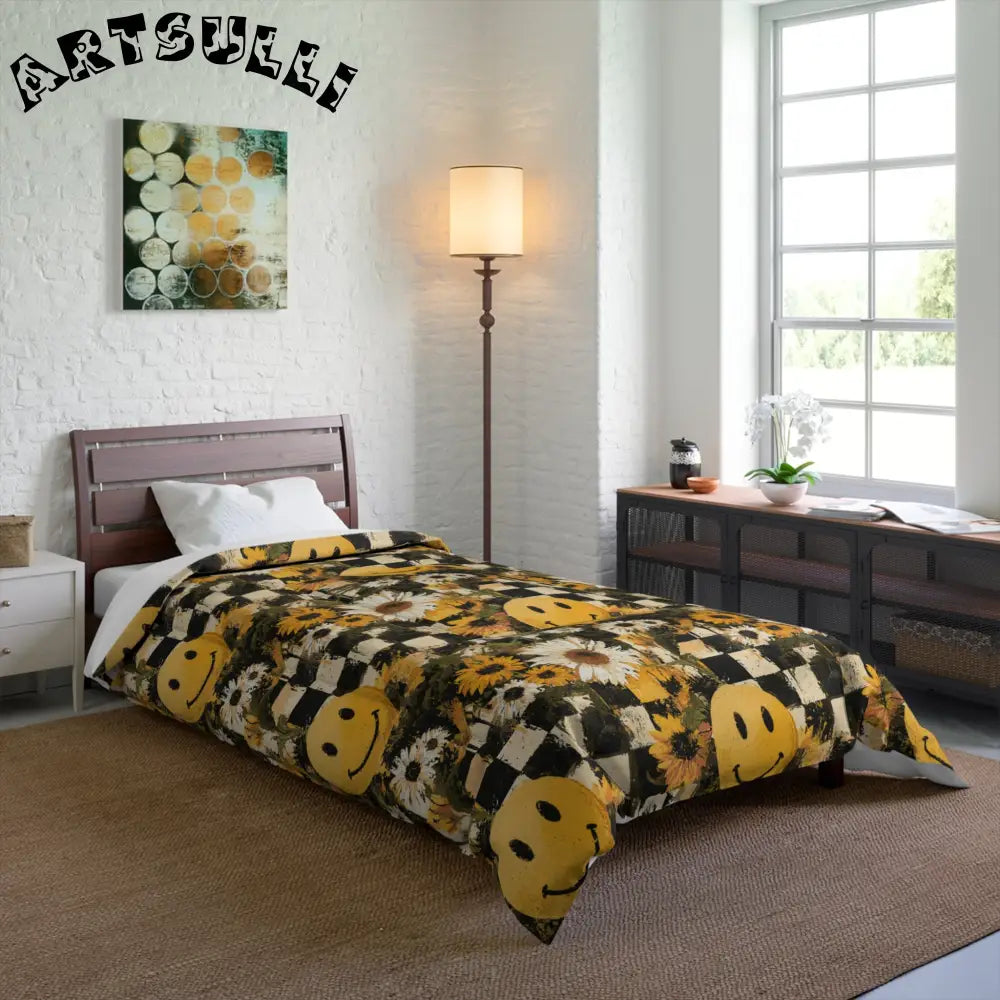 Smiley Face Checkerboard Warm Snug Blanket, Artsulli - Art is Long, Life is Short, Home Decor, , , , , , , 