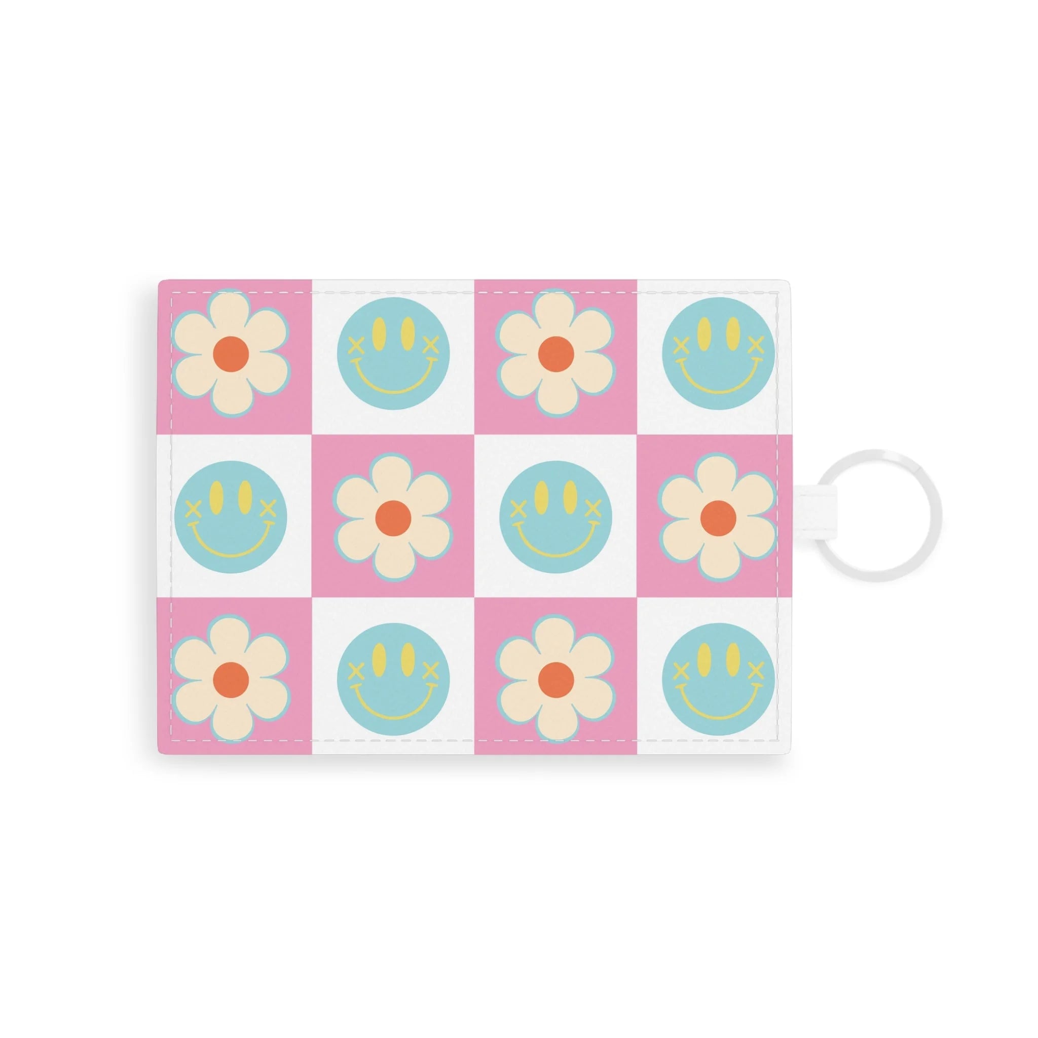Smiley Face Floral Personalized Card Holder, Artsulli - Art is Long, Life is Short, Accessories, Size, One size, Color, White, , , 23539877501821846881