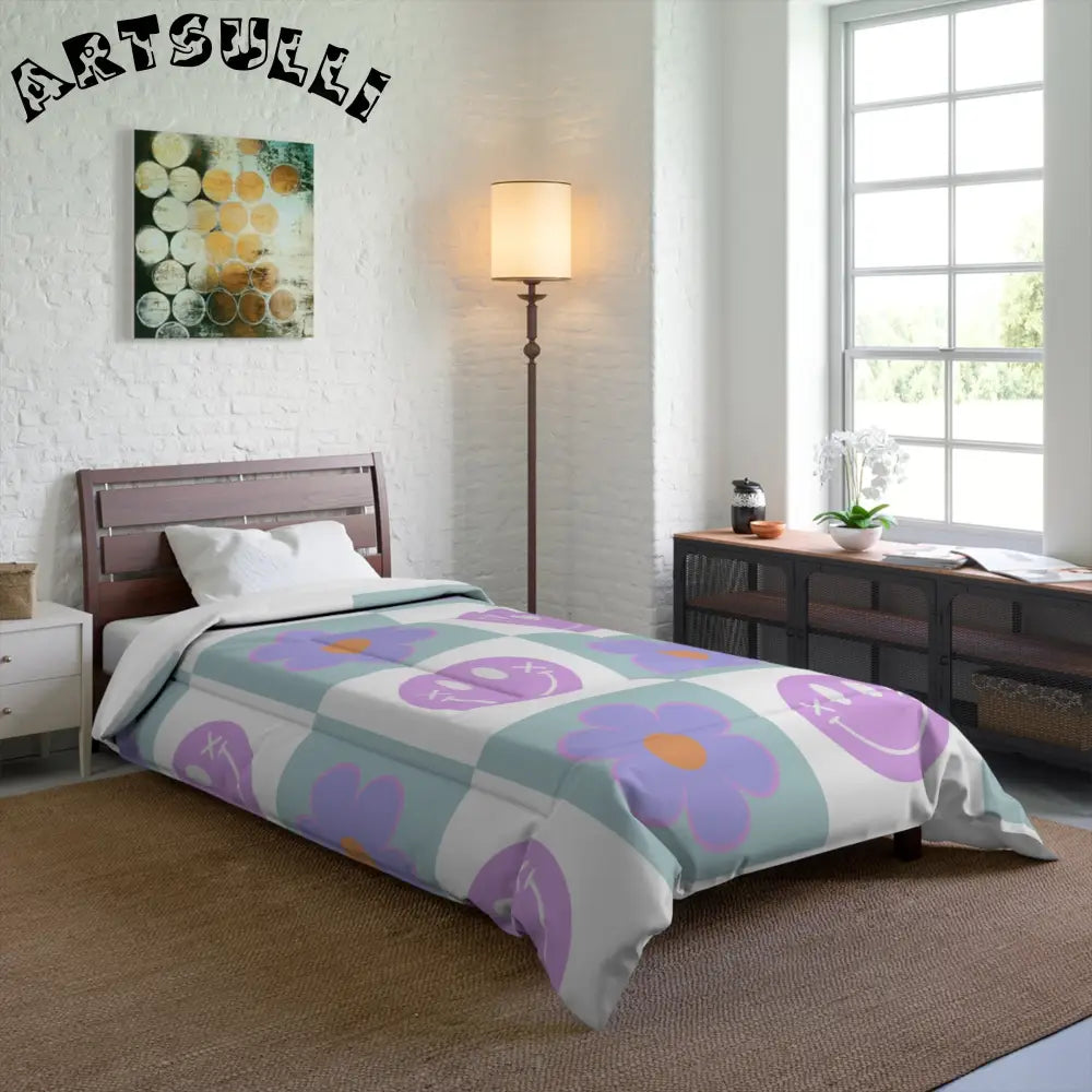 Smiley Flower Artistic Work Warm Blanket, Artsulli - Art is Long, Life is Short, Home Decor, , , , , , , 