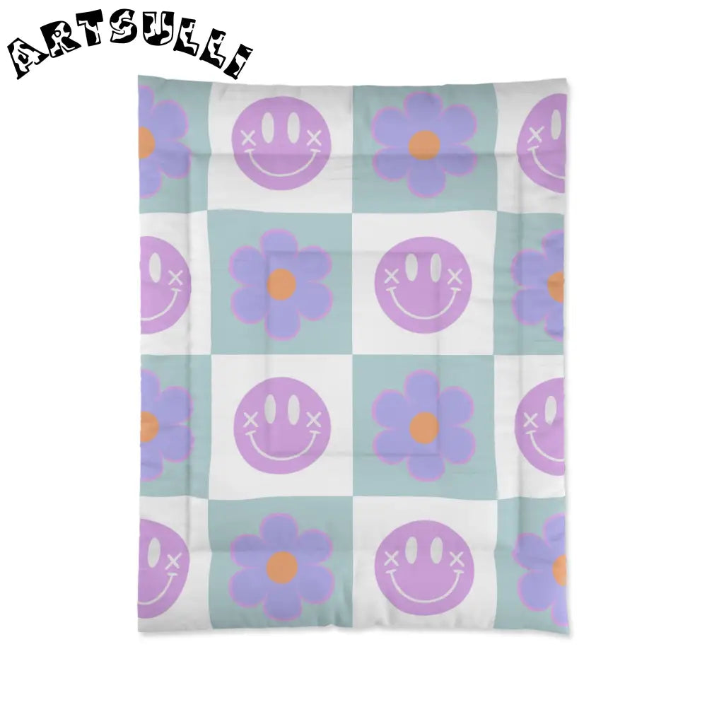 Smiley Flower Artistic Work Warm Blanket, Artsulli - Art is Long, Life is Short, Home Decor, Size, 68" × 88", , , , , 10776511629094