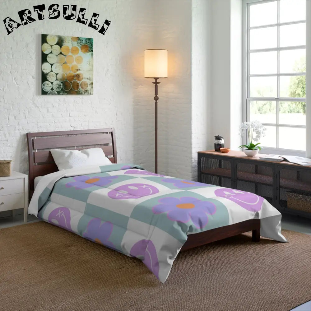 Smiley Flower Artistic Work Warm Blanket, Artsulli - Art is Long, Life is Short, Home Decor, , , , , , , 
