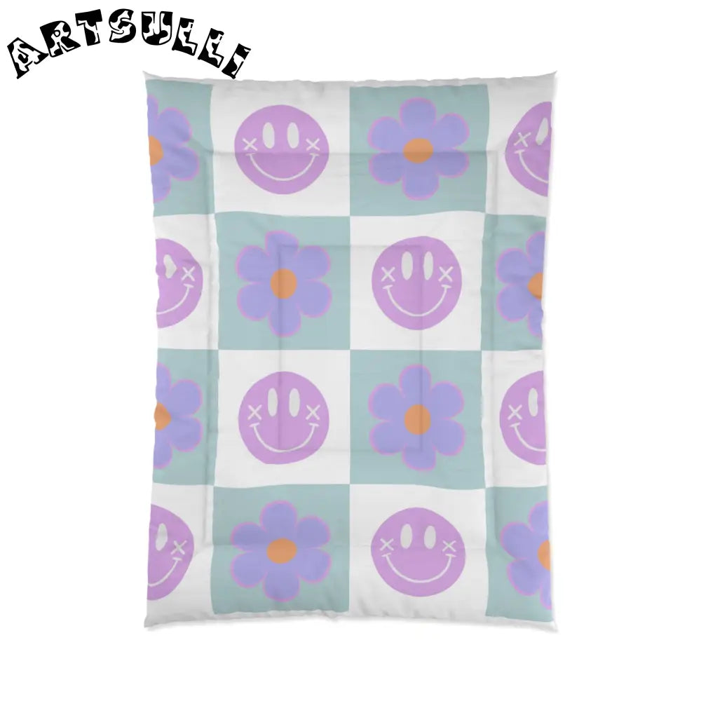 Smiley Flower Artistic Work Warm Blanket, Artsulli - Art is Long, Life is Short, Home Decor, Size, 68" × 92", , , , , 10775232108157