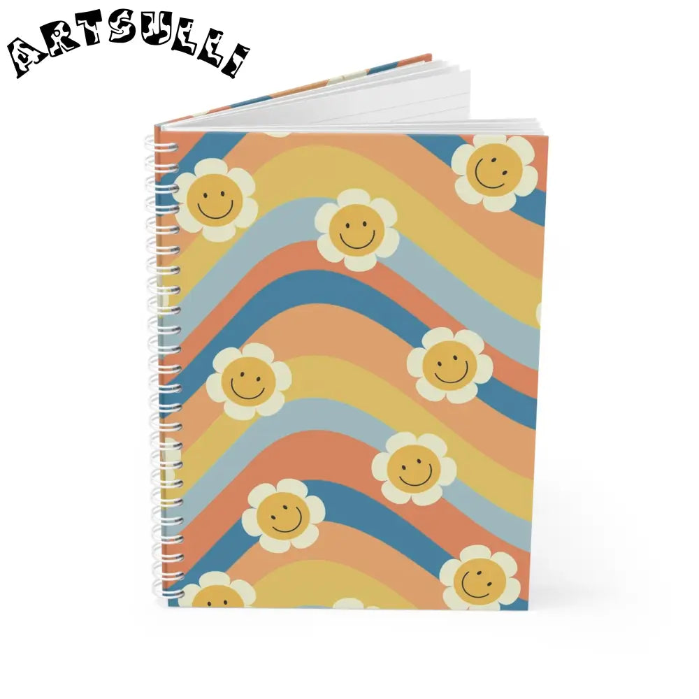Smiley Flower Rainbow Spiral Notebook, Artsulli - Art is Long, Life is Short, Paper products, , , , , , , 