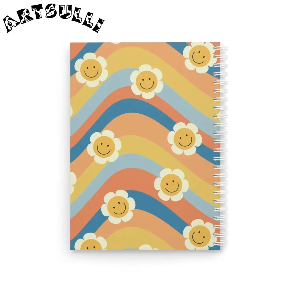 Smiley Flower Rainbow Spiral Notebook, Artsulli - Art is Long, Life is Short, Paper products, , , , , , , 