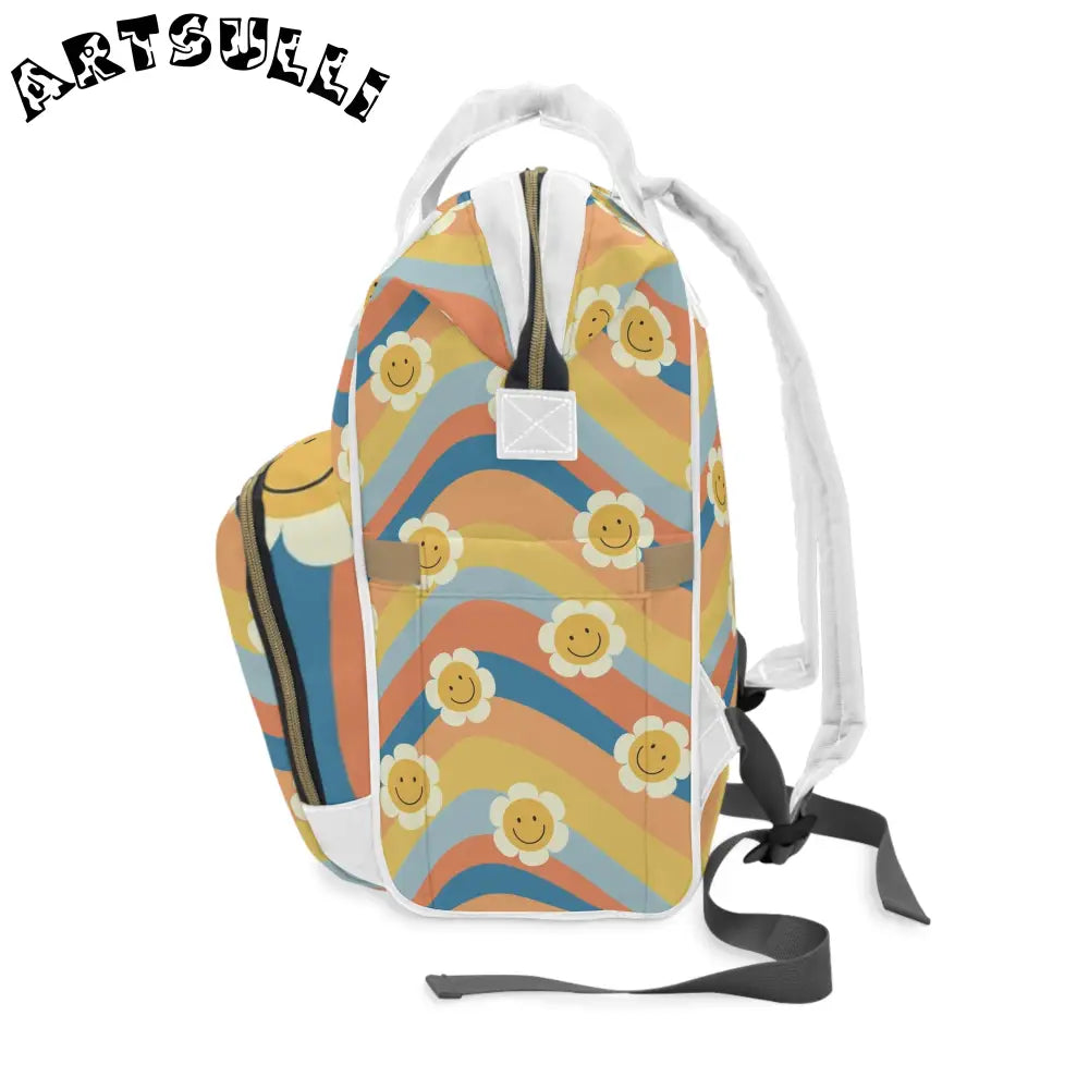 JAKKOUTTHEBXX Smiling Flower Multi-Purpose Diaper Backpack 2025