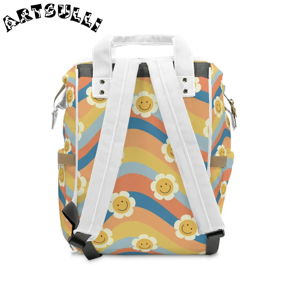 JAKKOUTTHEBXX Smiling Flower Multi-Purpose Diaper Backpack 2025