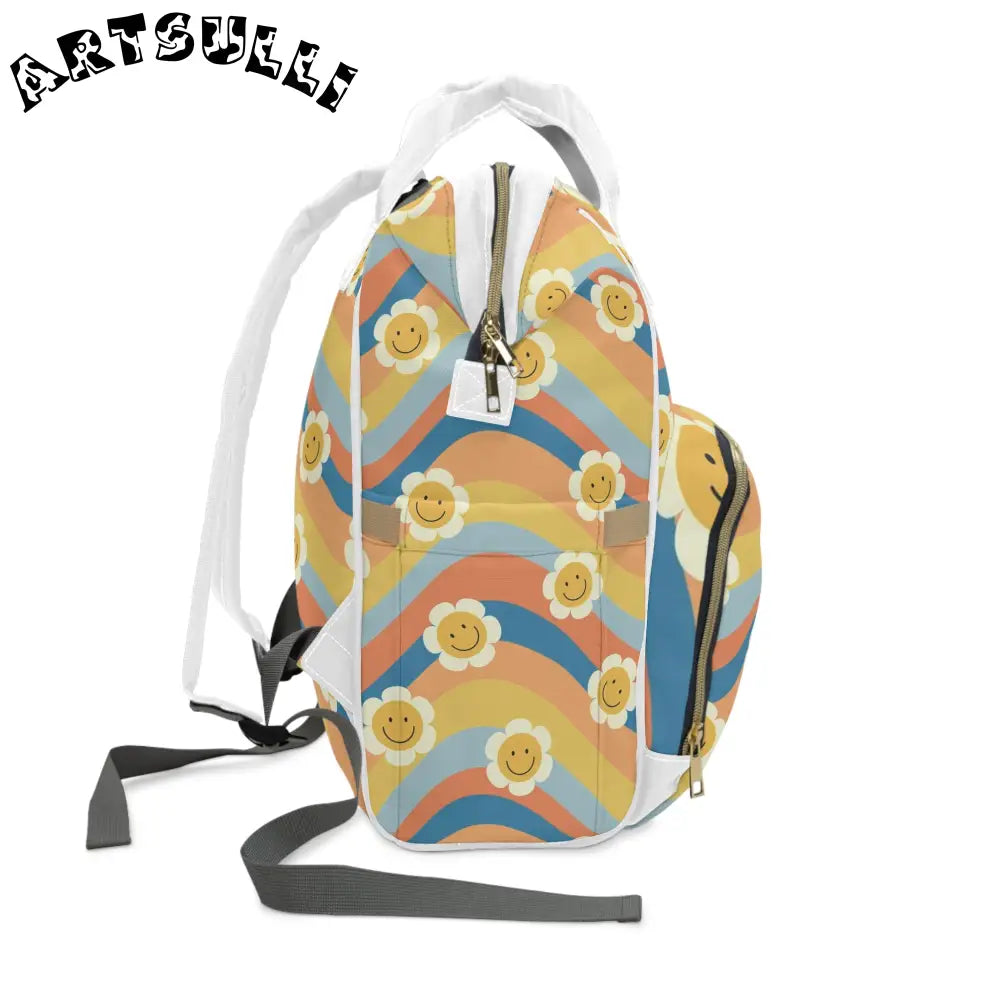 JAKKOUTTHEBXX Smiling Flower Multi-Purpose Diaper Backpack 2025
