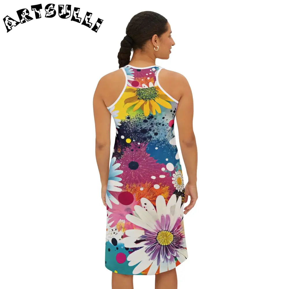 Soft Jersey-Knit Fabric Blend Floral Dress, Artsulli - Art is Long, Life is Short, Tank Top, , , , , , , 