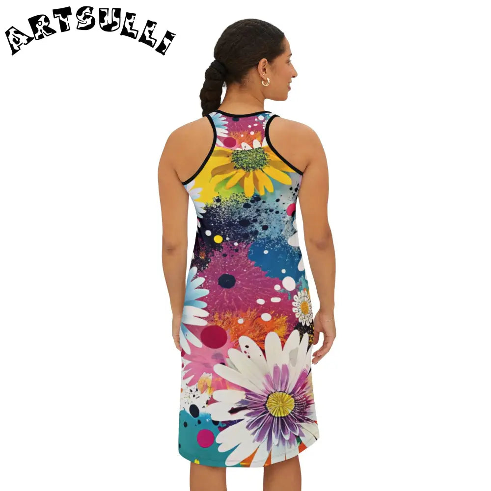 Soft Jersey-Knit Fabric Blend Floral Dress, Artsulli - Art is Long, Life is Short, Tank Top, , , , , , , 