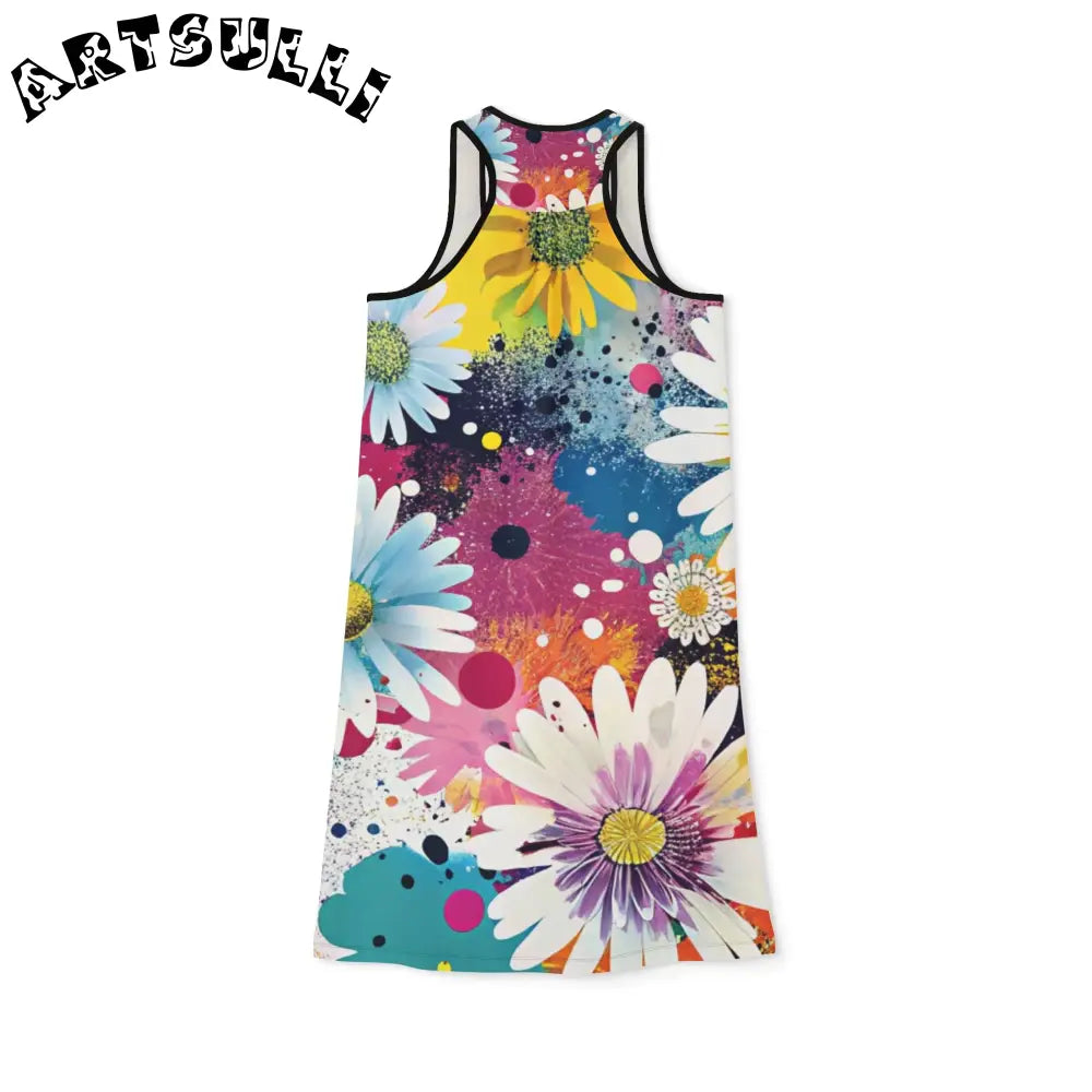 Soft Jersey-Knit Fabric Blend Floral Dress, Artsulli - Art is Long, Life is Short, Tank Top, , , , , , , 