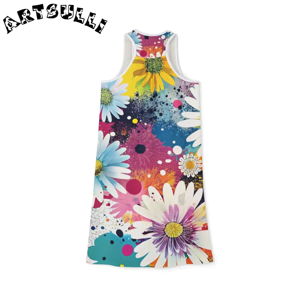 Soft Jersey-Knit Fabric Blend Floral Dress, Artsulli - Art is Long, Life is Short, Tank Top, , , , , , , 