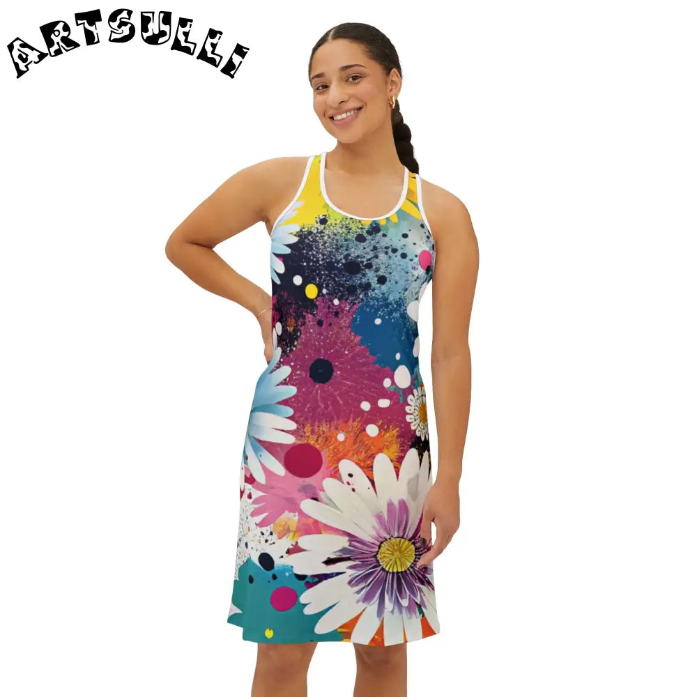 Soft Jersey-Knit Fabric Blend Floral Dress, Artsulli - Art is Long, Life is Short, Tank Top, , , , , , , 
