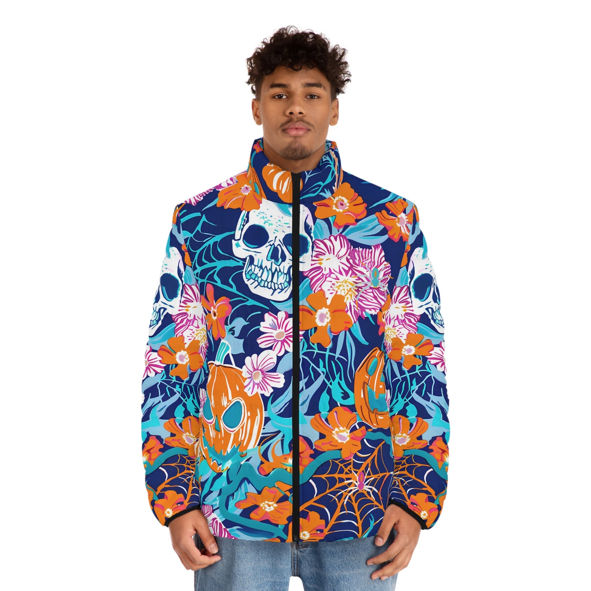 Spooky Floral Print Puffer Jacket, Artsulli - Art is Long, Life is Short, All Over Prints, , , , , , , 