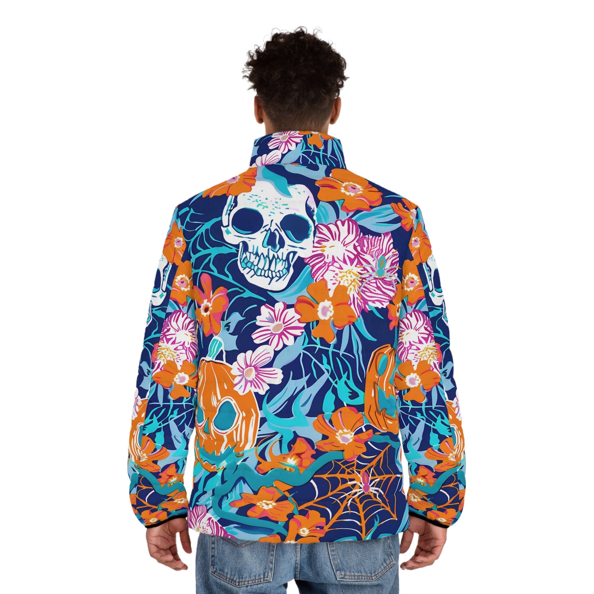 Spooky Floral Print Puffer Jacket, Artsulli - Art is Long, Life is Short, All Over Prints, , , , , , , 