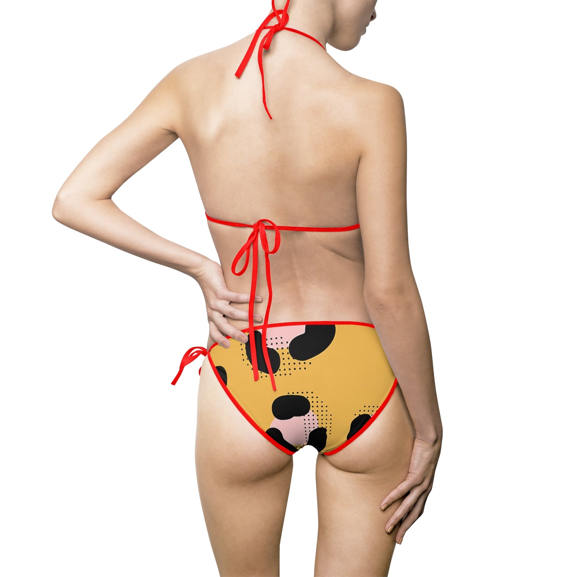 Printify Spotted Yellow and Pink Bikini Swimsuit 2025