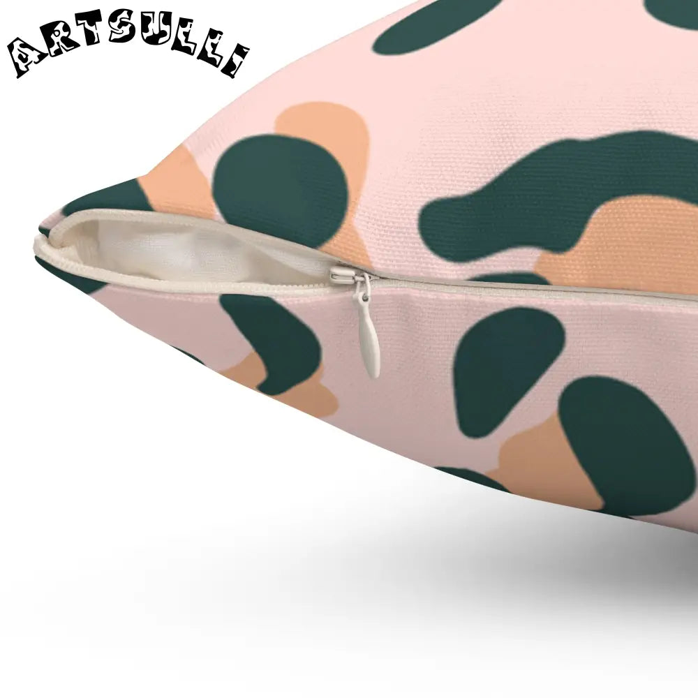 JAKKOUTTHEBXX Pink Green and Tan Abstract Leopard Pillow 2025