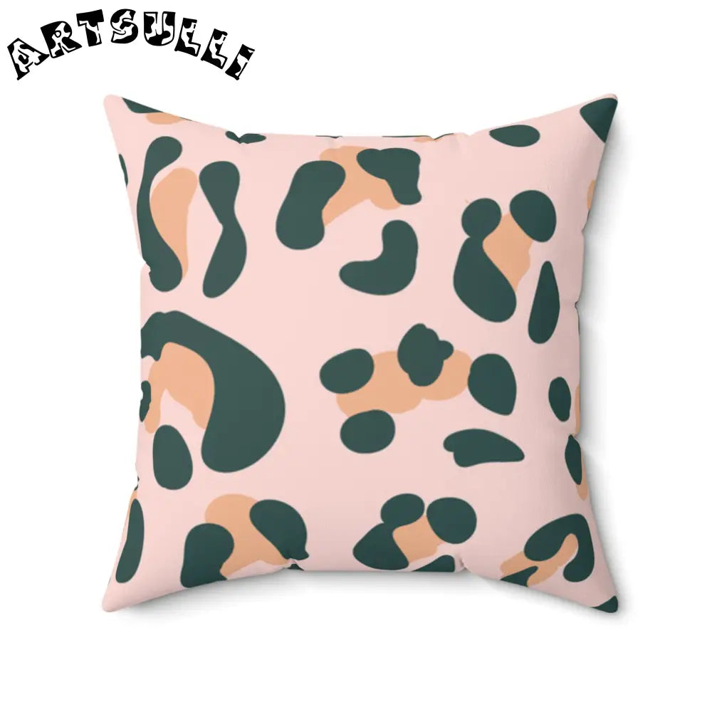 JAKKOUTTHEBXX Pink Green and Tan Abstract Leopard Pillow 2025