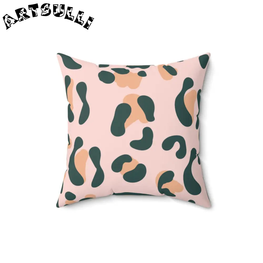 JAKKOUTTHEBXX Pink Green and Tan Abstract Leopard Pillow 2025