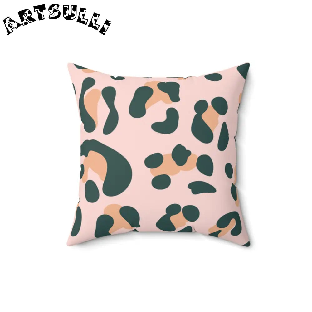 JAKKOUTTHEBXX Pink Green and Tan Abstract Leopard Pillow 2025